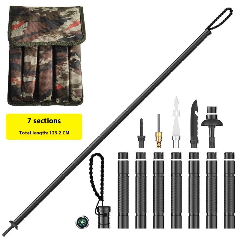 Outdoor Supplies Multi-set Function Alpenstock Alloy Self-defense Equipment Tactical Stick