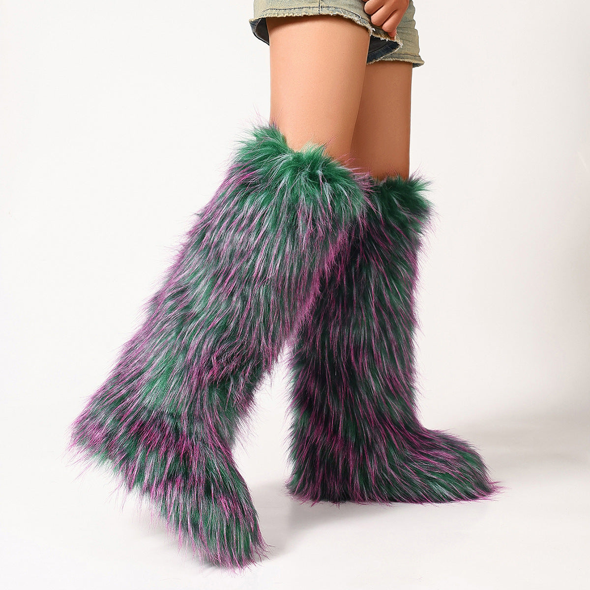 Flat Heel High-top Warm Winter Long Tube Fur Boots