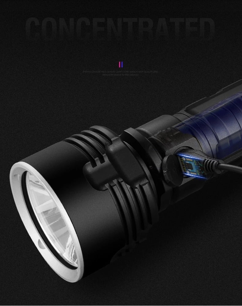 Strong Flashlight Focusing Led Light Rechargeable Super Bright LED Outdoor Xenon Lamp