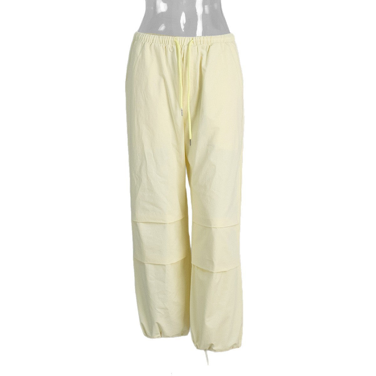 Polyester Women's Drawstring Bundle Solid Color Loose Casual Pants