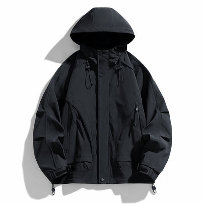 Spring And Autumn High-grade Simple Versatile Trench Coat Windproof Hood Jacket