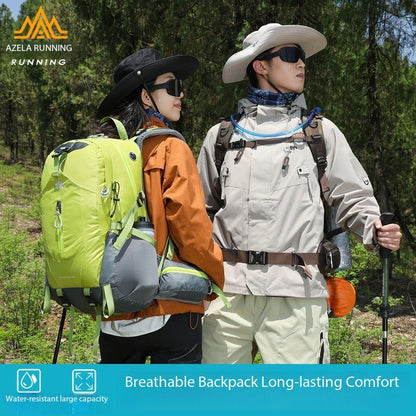 AZELA Electron 40L Hiking Backpack, White & Navy Outdoor Camping Backpack With Multiple Compartments, Adjustable Straps, Durable Trekking Daypack For Men Women Mountaineering & Travel