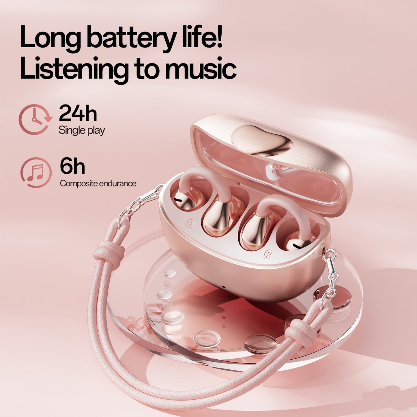 Love Portable Lanyard Clip Ear Wireless Bluetooth Headset