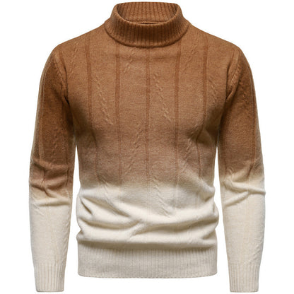 Gradient Color Half Turtleneck Handsome Men's Sweater