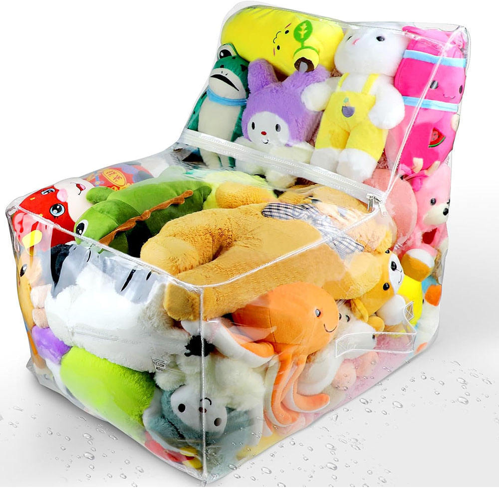 Transparent Pvc Children's Toy Storage Bag Stool Dual-use