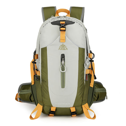 AZELA Electron 40L Hiking Backpack, White & Navy Outdoor Camping Backpack With Multiple Compartments, Adjustable Straps, Durable Trekking Daypack For Men Women Mountaineering & Travel