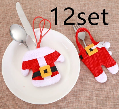 6 pcs New Year Holder Chirstmas Cutlery Knife Fork Cutlery Set Trousers Skirt Navidad Christmas Christmas Decorations for Home