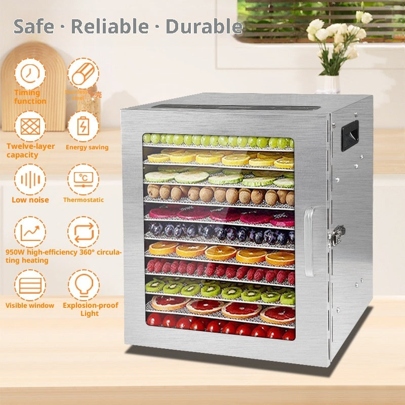 Portable Home 12 Layer Stainless Steel Fruit Dryer 1000W