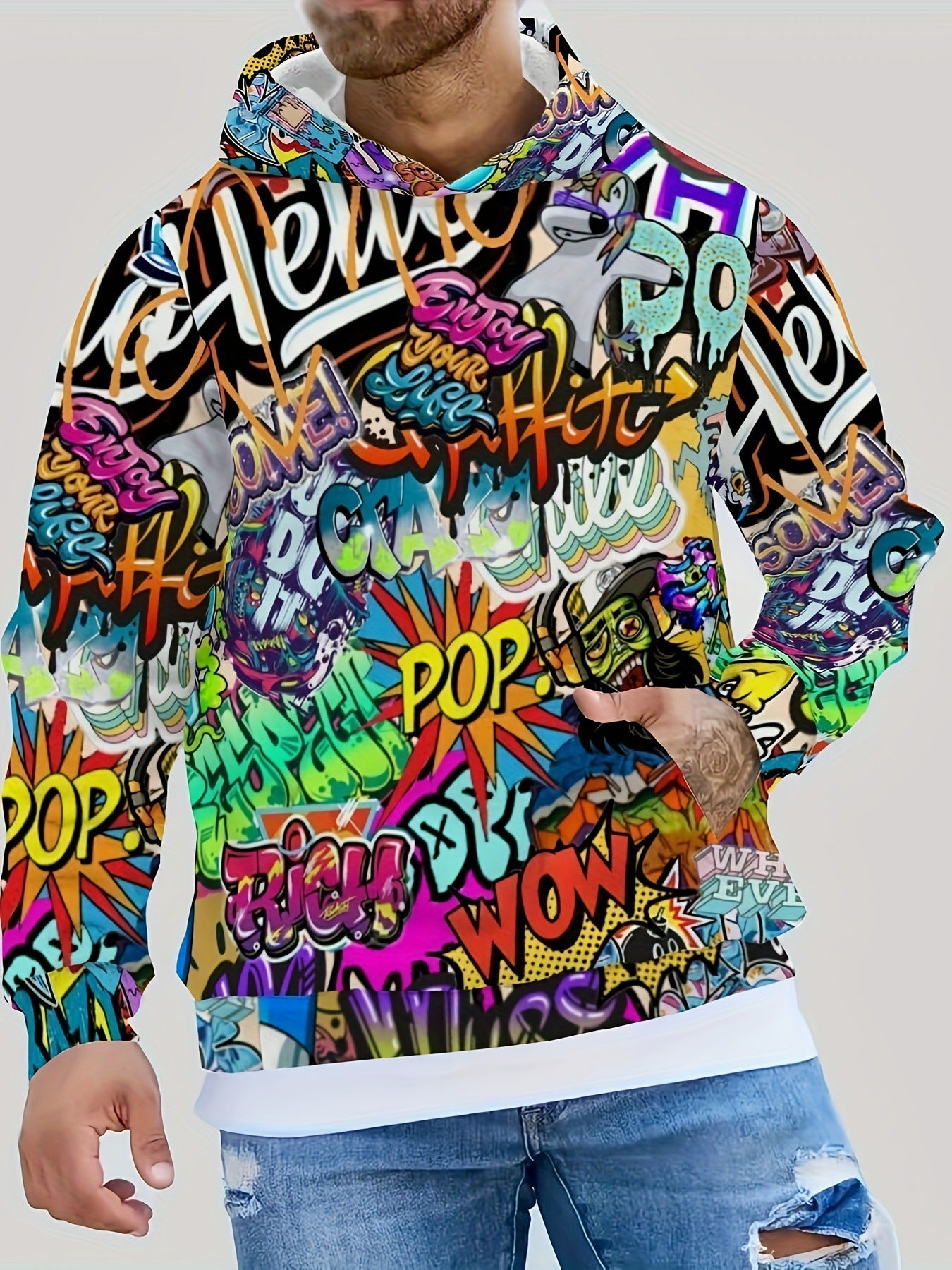 Mens Casual Stylish Versatile Hooded Sweatshirt