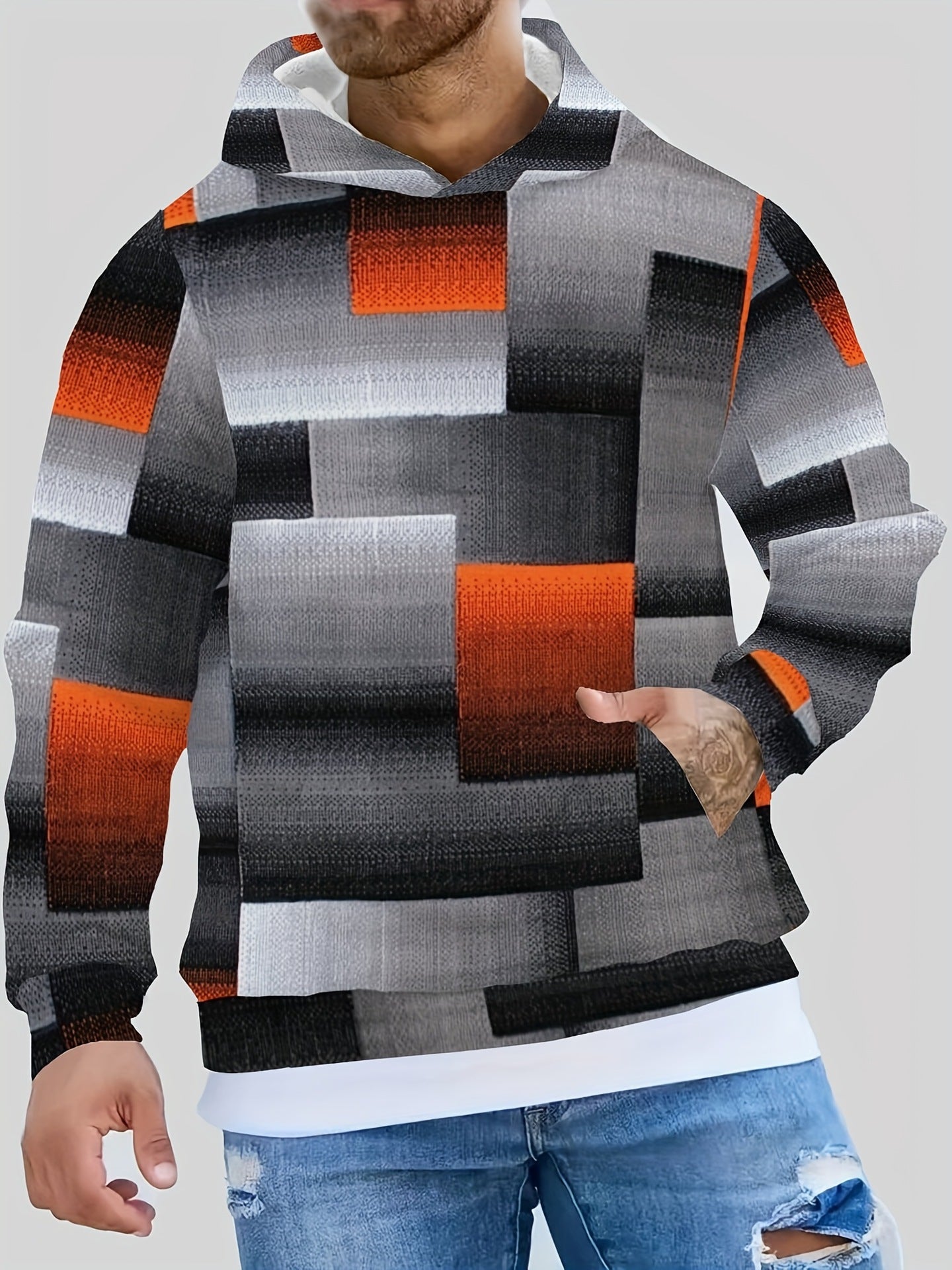 Mens Casual Stylish Versatile Hooded Sweatshirt