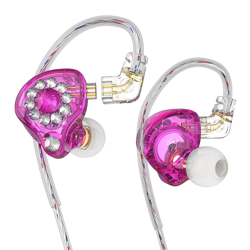 Private Model Q3Pro Wired In-ear Music Headset Plug Diamond-embedded Singing Anchor