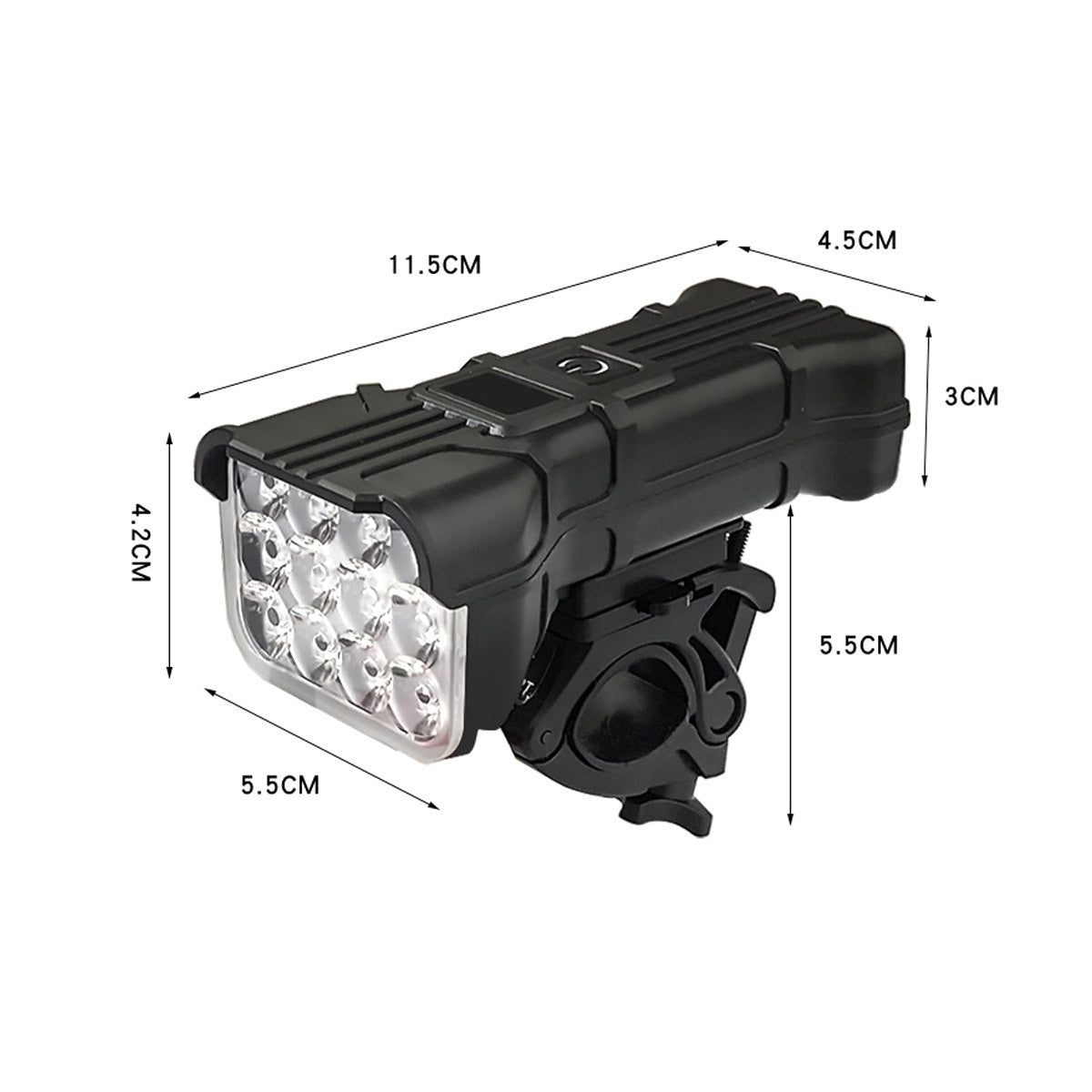 Bicycle Headlight Highlight 12LED With Digital Display Emergency Power Bank