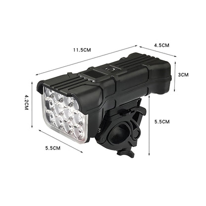 Bicycle Headlight Highlight 12LED With Digital Display Emergency Power Bank