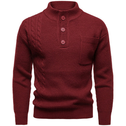 Men's Fashion British Henry Stand Collar Sweater