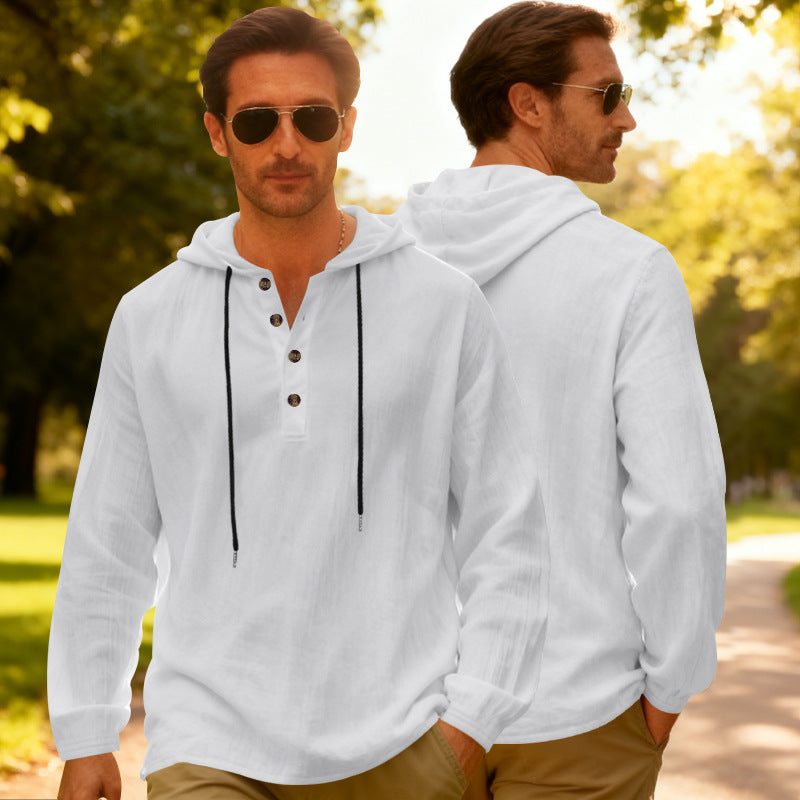 Yama Mens Breathable Hooded Long-Sleeve Beach Shirt