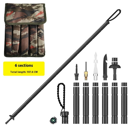 Outdoor Supplies Multi-set Function Alpenstock Alloy Self-defense Equipment Tactical Stick