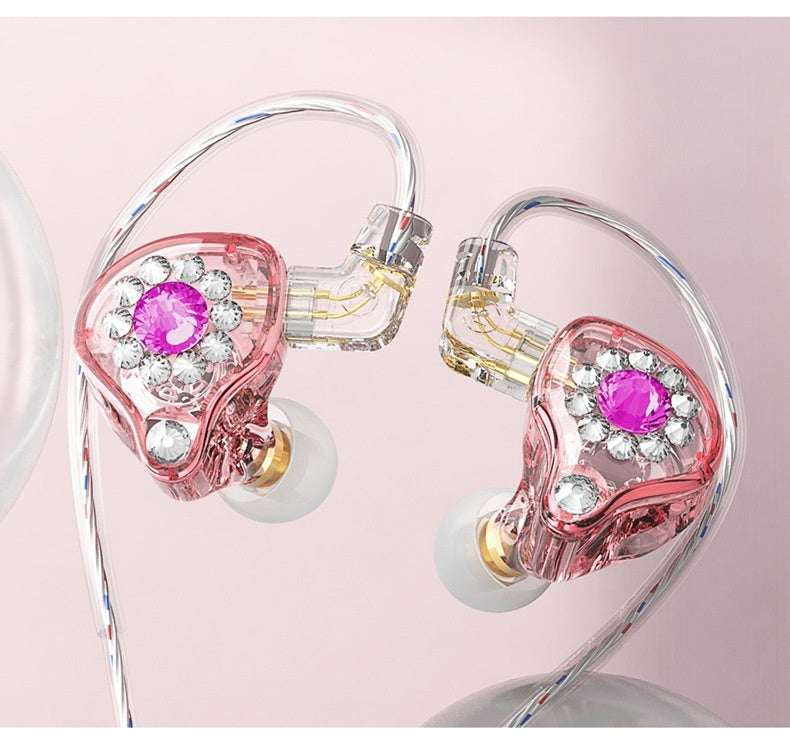Private Model Q3Pro Wired In-ear Music Headset Plug Diamond-embedded Singing Anchor