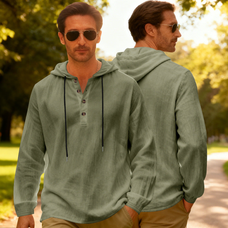 Yama Mens Breathable Hooded Long-Sleeve Beach Shirt