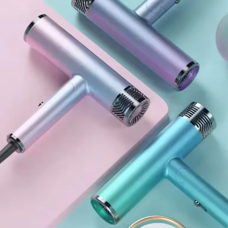 Gradient Color Folding Hair Dryer With Ion Adjustable Speed Portable Salon Grade