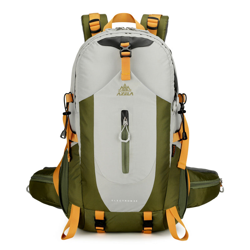 AZELA Electron 40L Hiking Backpack, White & Navy Outdoor Camping Backpack With Multiple Compartments, Adjustable Straps, Durable Trekking Daypack For Men Women Mountaineering & Travel