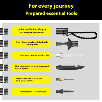 Outdoor Supplies Multi-set Function Alpenstock Alloy Self-defense Equipment Tactical Stick