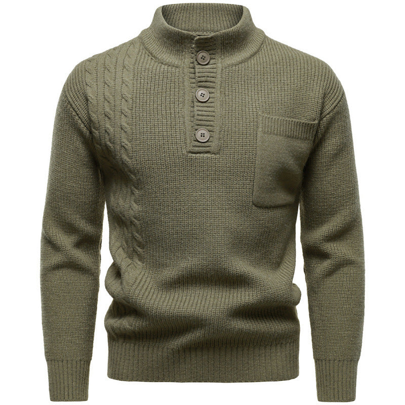 Men's Fashion British Henry Stand Collar Sweater