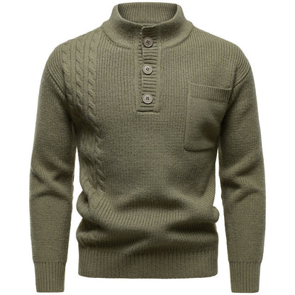 Men's Fashion British Henry Stand Collar Sweater
