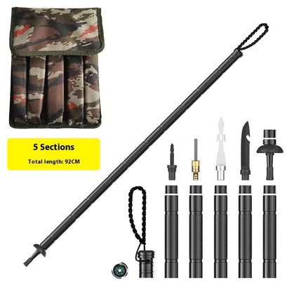 Outdoor Supplies Multi-set Function Alpenstock Alloy Self-defense Equipment Tactical Stick