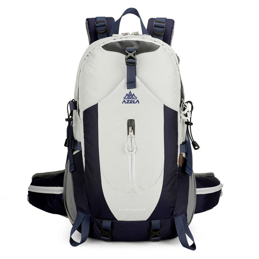 AZELA Electron 40L Hiking Backpack, White & Navy Outdoor Camping Backpack With Multiple Compartments, Adjustable Straps, Durable Trekking Daypack For Men Women Mountaineering & Travel