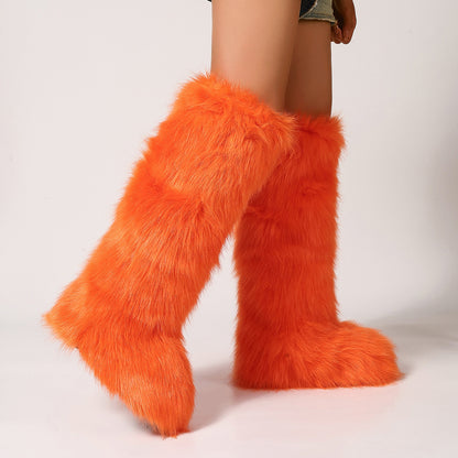 Flat Heel High-top Warm Winter Long Tube Fur Boots