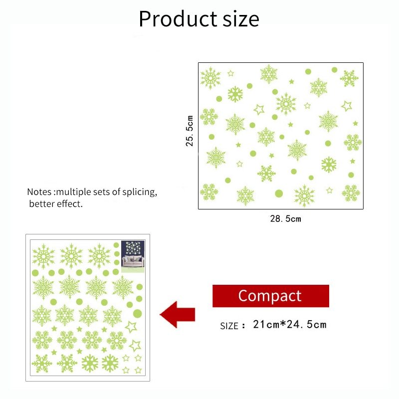 New Year Merry Christmas Decorations For Home Luminous Snowflake Background Decorative Sticker Removable Navidad Natal