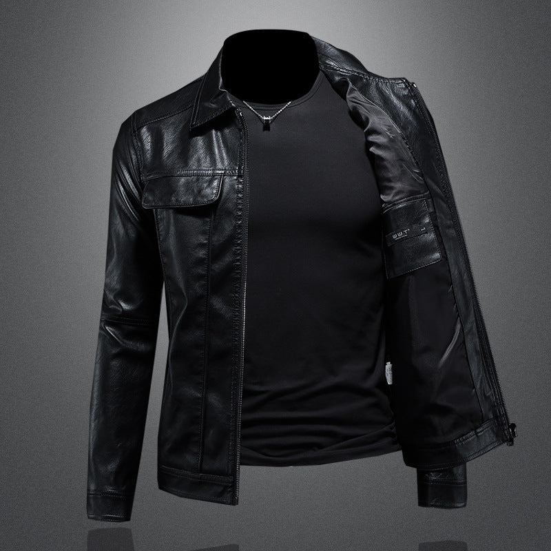 Men's Lapel Biker's Leather Jacket Slim Fit