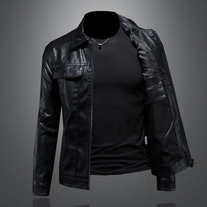 Men's Lapel Biker's Leather Jacket Slim Fit