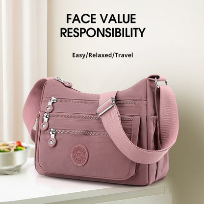 Simple Solid Color Nylon Crossbody Cloth Bag