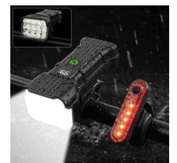 Bicycle Headlight Highlight 12LED With Digital Display Emergency Power Bank