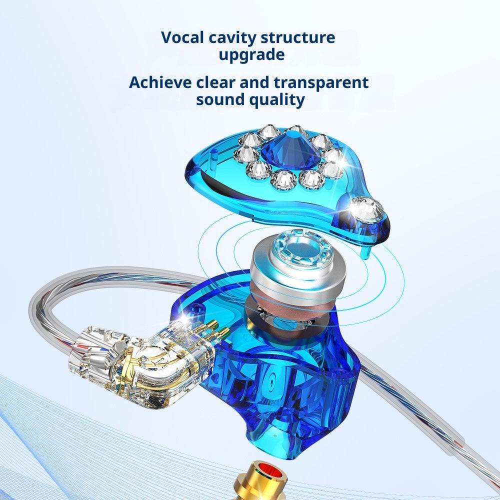 Private Model Q3Pro Wired In-ear Music Headset Plug Diamond-embedded Singing Anchor