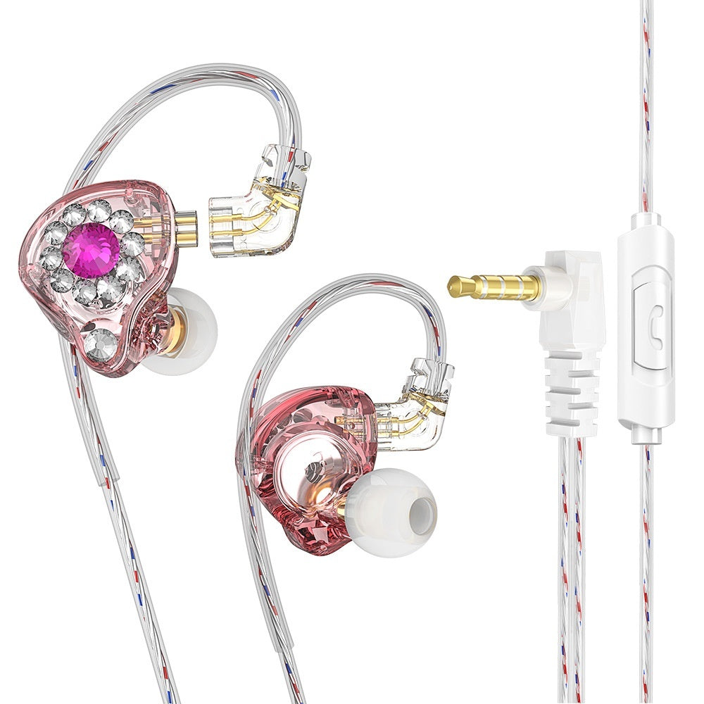 Private Model Q3Pro Wired In-ear Music Headset Plug Diamond-embedded Singing Anchor