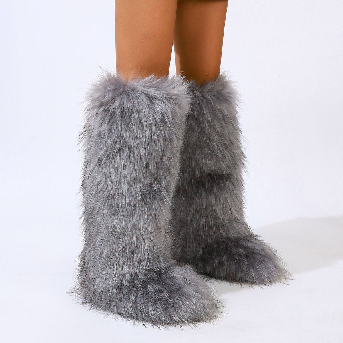 Flat Heel High-top Warm Winter Long Tube Fur Boots