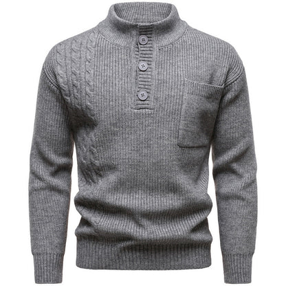 Men's Fashion British Henry Stand Collar Sweater