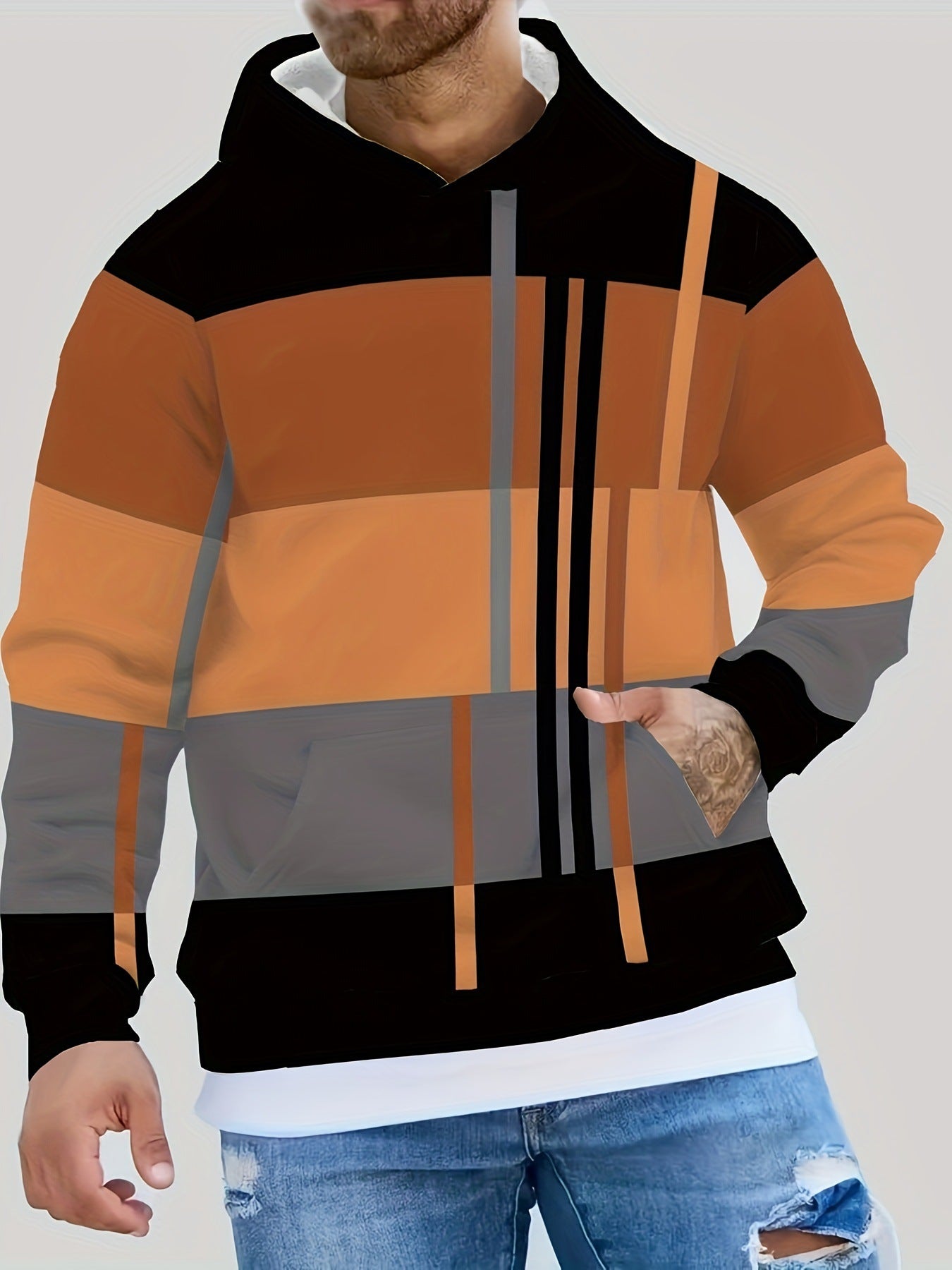 Mens Casual Stylish Versatile Hooded Sweatshirt
