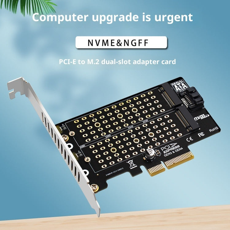 PH42 M2 NVMe NGFF SSD To PCIE SATA Dual Disk Transfer Extended Card Support MKey BKey