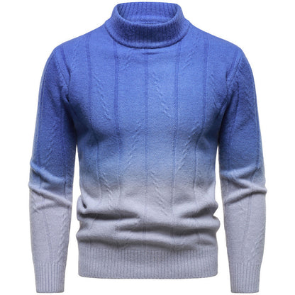 Gradient Color Half Turtleneck Handsome Men's Sweater