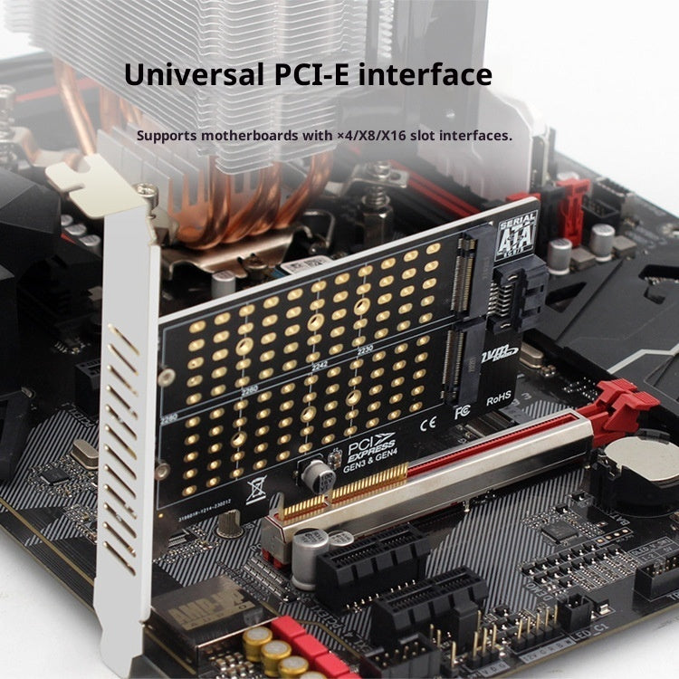 PH42 M2 NVMe NGFF SSD To PCIE SATA Dual Disk Transfer Extended Card Support MKey BKey