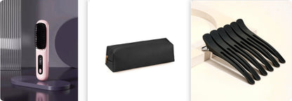 2 In 1 Straight Hair Comb Wireless Hair Straightener Brush Hair Fast Heating Portable Hot Curler USB Charging