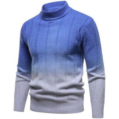 Gradient Color Half Turtleneck Handsome Men's Sweater