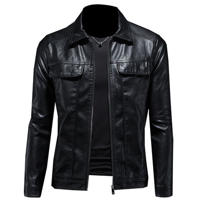 Men's Lapel Biker's Leather Jacket Slim Fit
