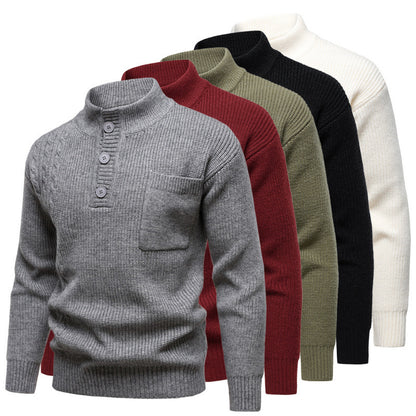 Men's Fashion British Henry Stand Collar Sweater
