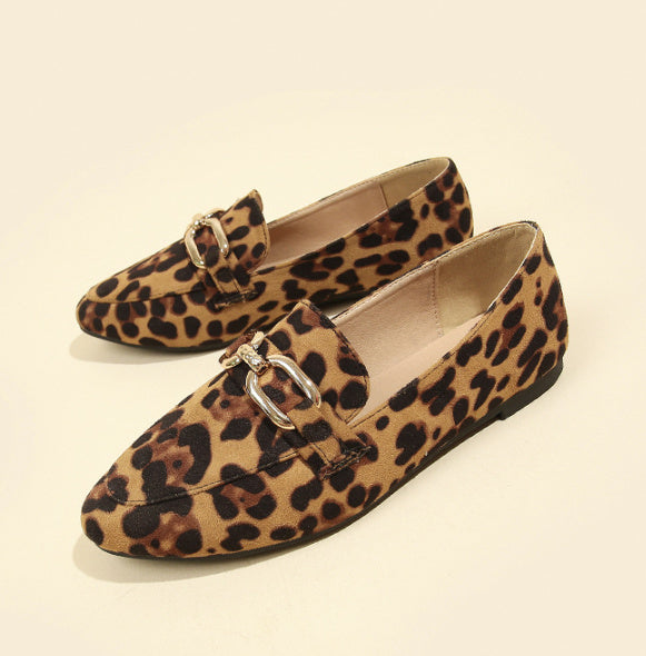Leopard Print Casual Soft Bottom Pumps Women Casual Shoes Round Toe Flats