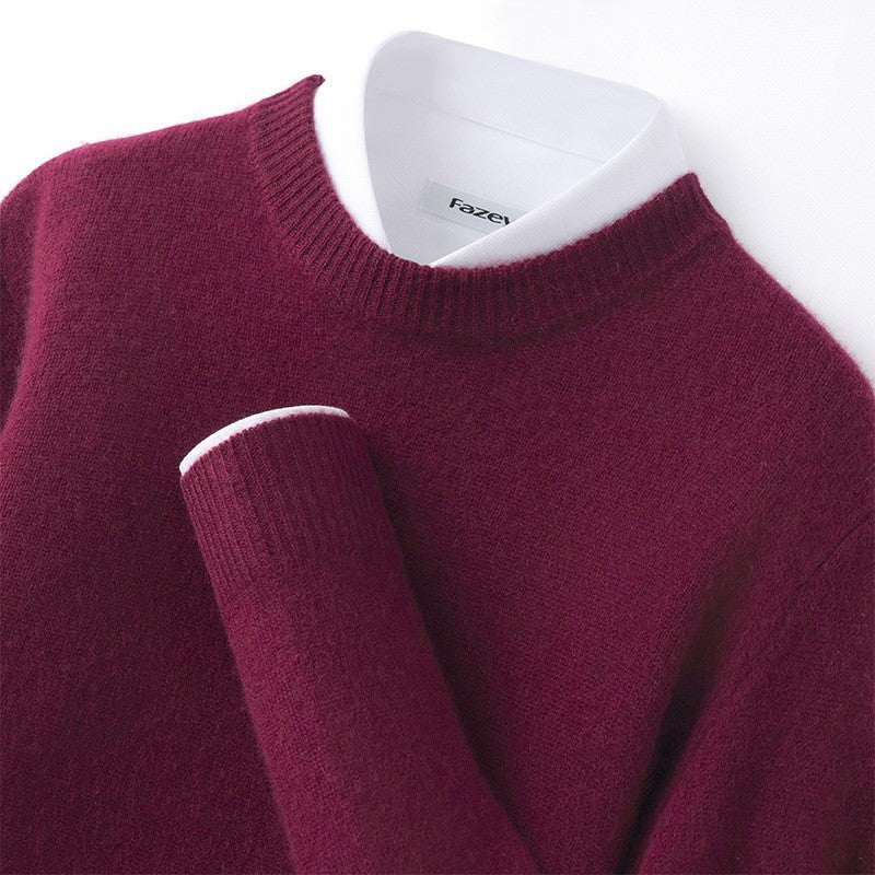 High-end Men's Round Neck Solid Color Sweater