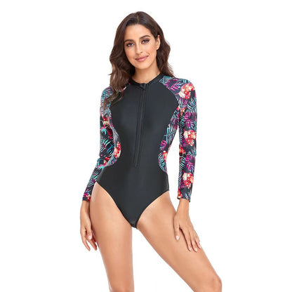 Surfing Suit Zipper Swimsuit Women's One-piece Swimsuit